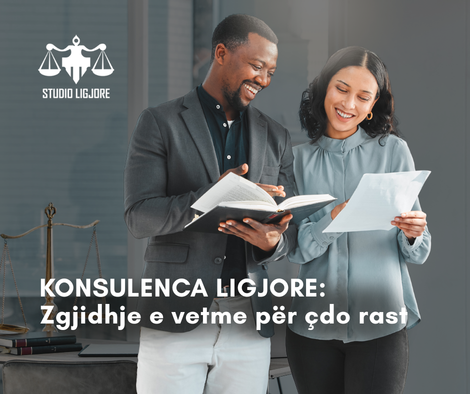 Dy persona duke shqyrtuar dokumente me ndihmën e një profesionisti ligjor – Konsulenca ligjore si zgjidhje për çdo rast juridik.